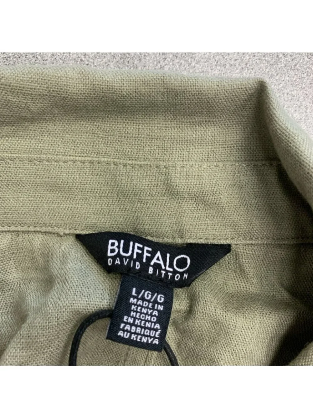 Buffalo David Bitton Women's L Green Button-Up Shirt Linen Blend M1085